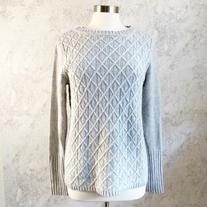 J. Crew Factory Gray Cable Knit Crew Neck Sweater